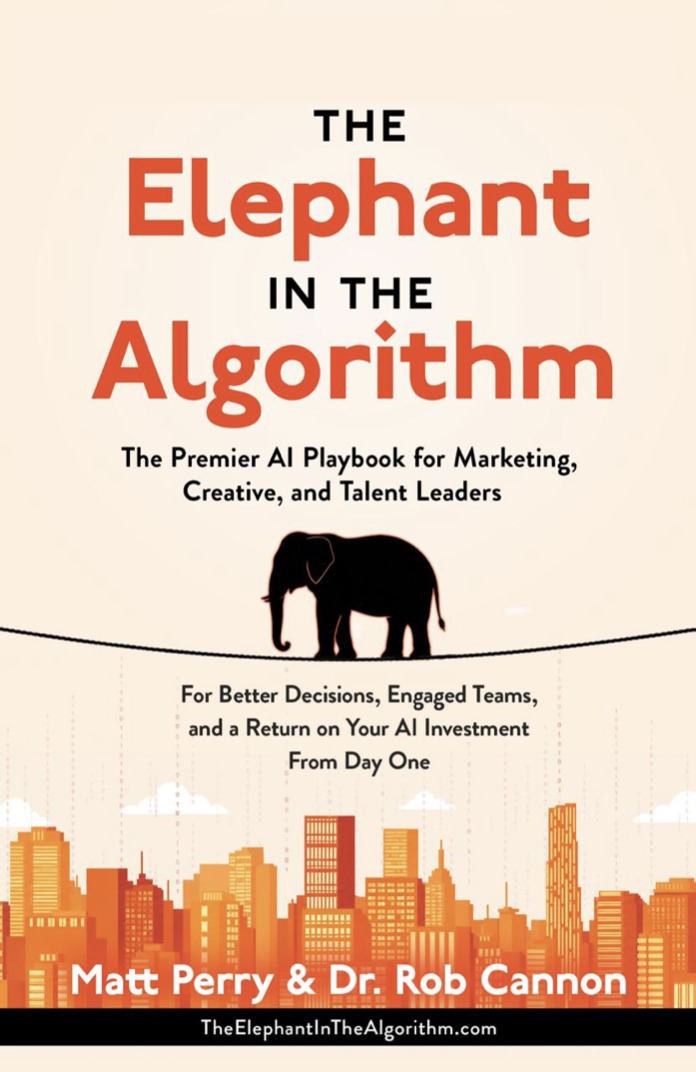 The Elephant in the Algorithm book cover. By Matt Perry and Rob Cannon, PhD.